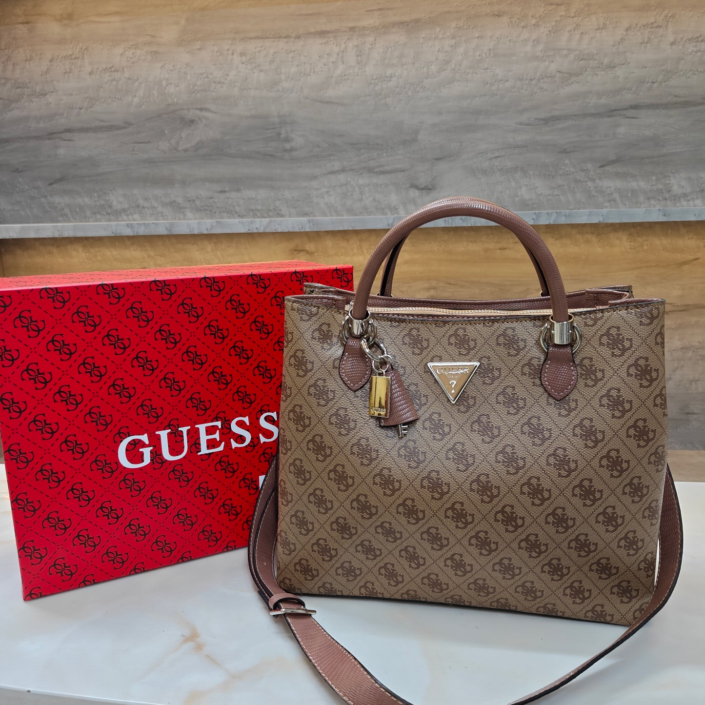 GUESS72 Satchel Bag - Designer Beige