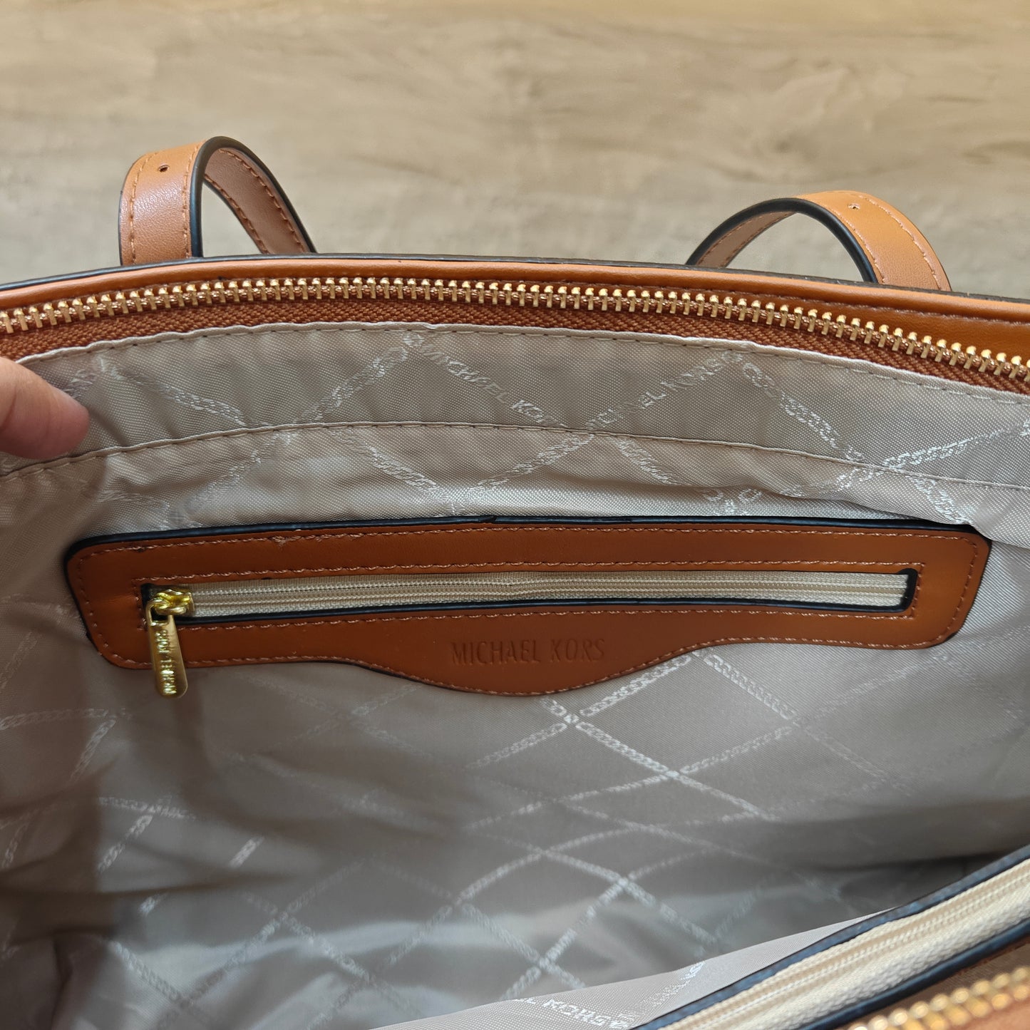 MK55 - 3 Partition Tote Bag (Large) (Tan Coffee Colour)