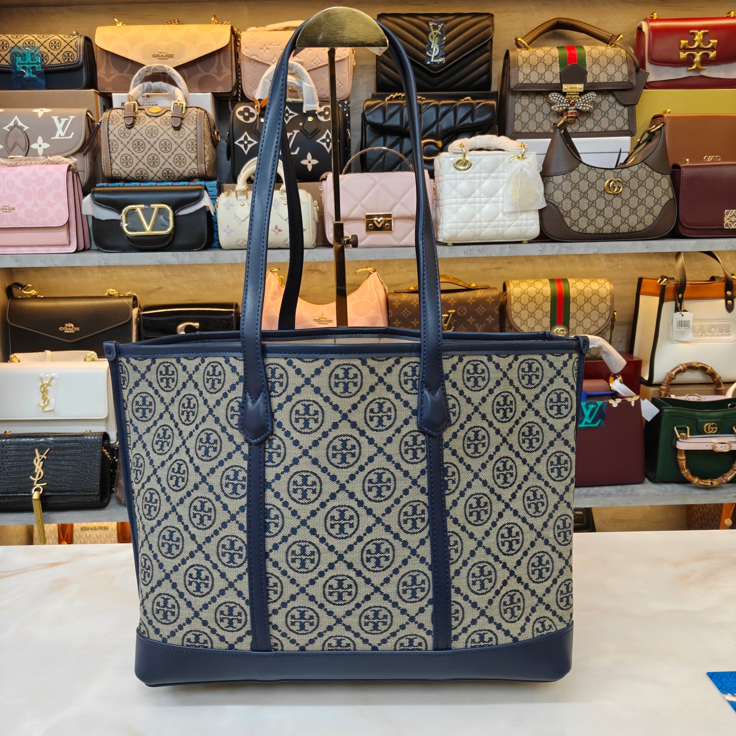 TB Perry T Monogram Triple Compartment - Blue