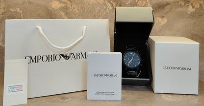 E A Stainless Steel Classic Analog Black Dial Men Watch, Black Band