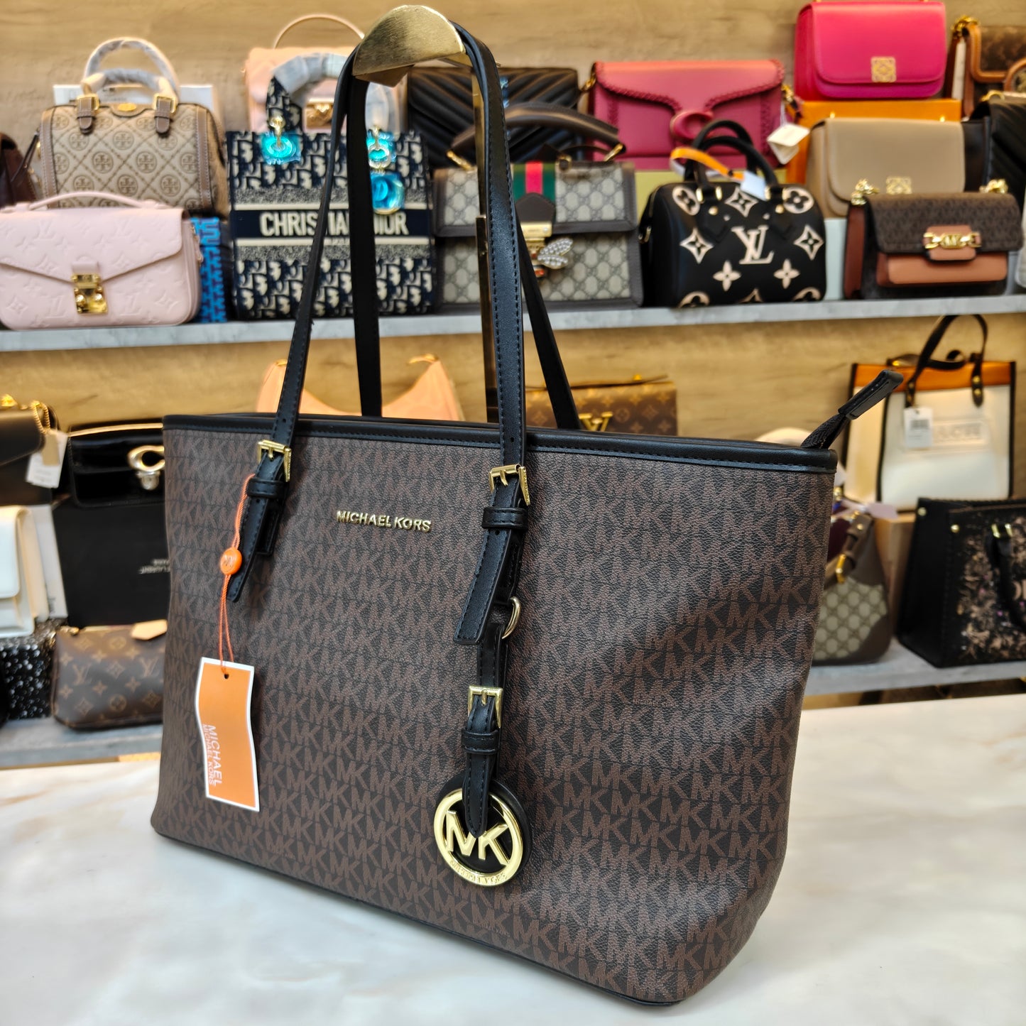 MK86 3 Partition Tote Bag - Coffee Black Colour