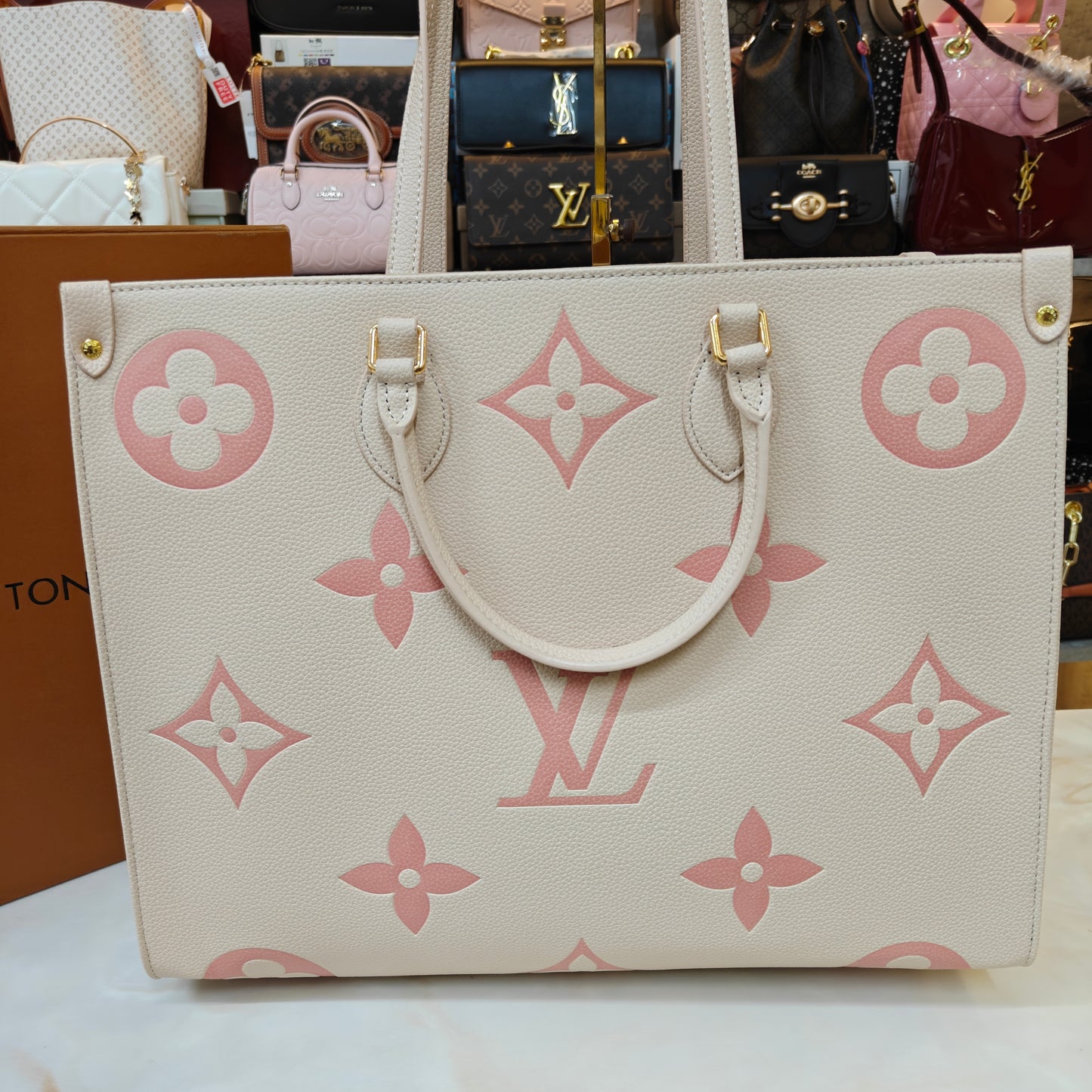 LVB 41cm OTG Large Tote Bag - Cream Pink (Double Box Ultra Premium)