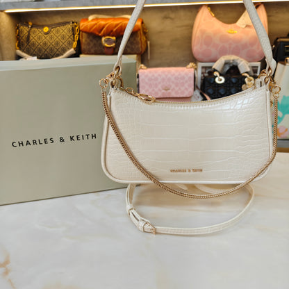 CNK Cream Croco ELSPETH Animal Effect Small Shouder Bag