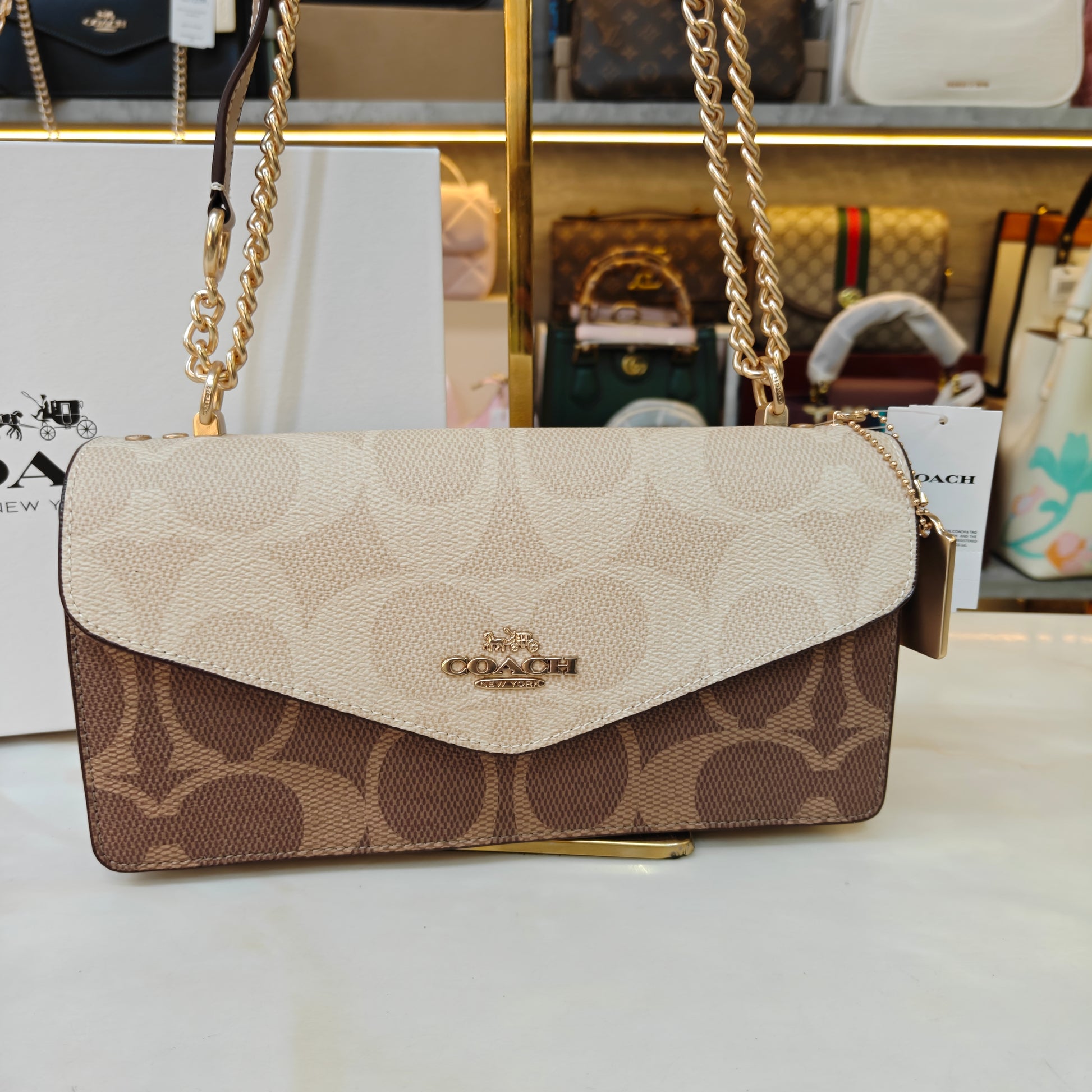 CH Klare Envelope Sling/Shoulder Bag Beige Apricot (Ultra