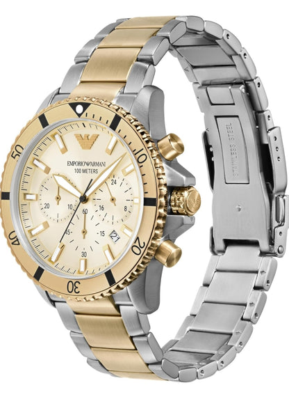 E AStainless Steel Analog Beige Dial Men's Watch, Band Color-Multicolor