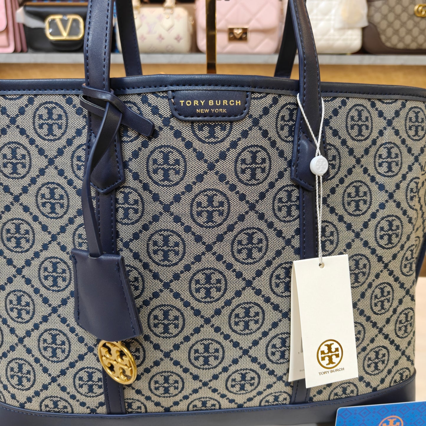 TB Perry T Monogram Triple Compartment - Blue