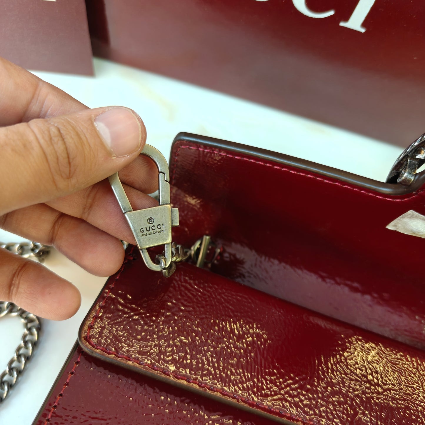 GG90 Diana Crossbody Double Box Packaging - Glossy Wine Colour