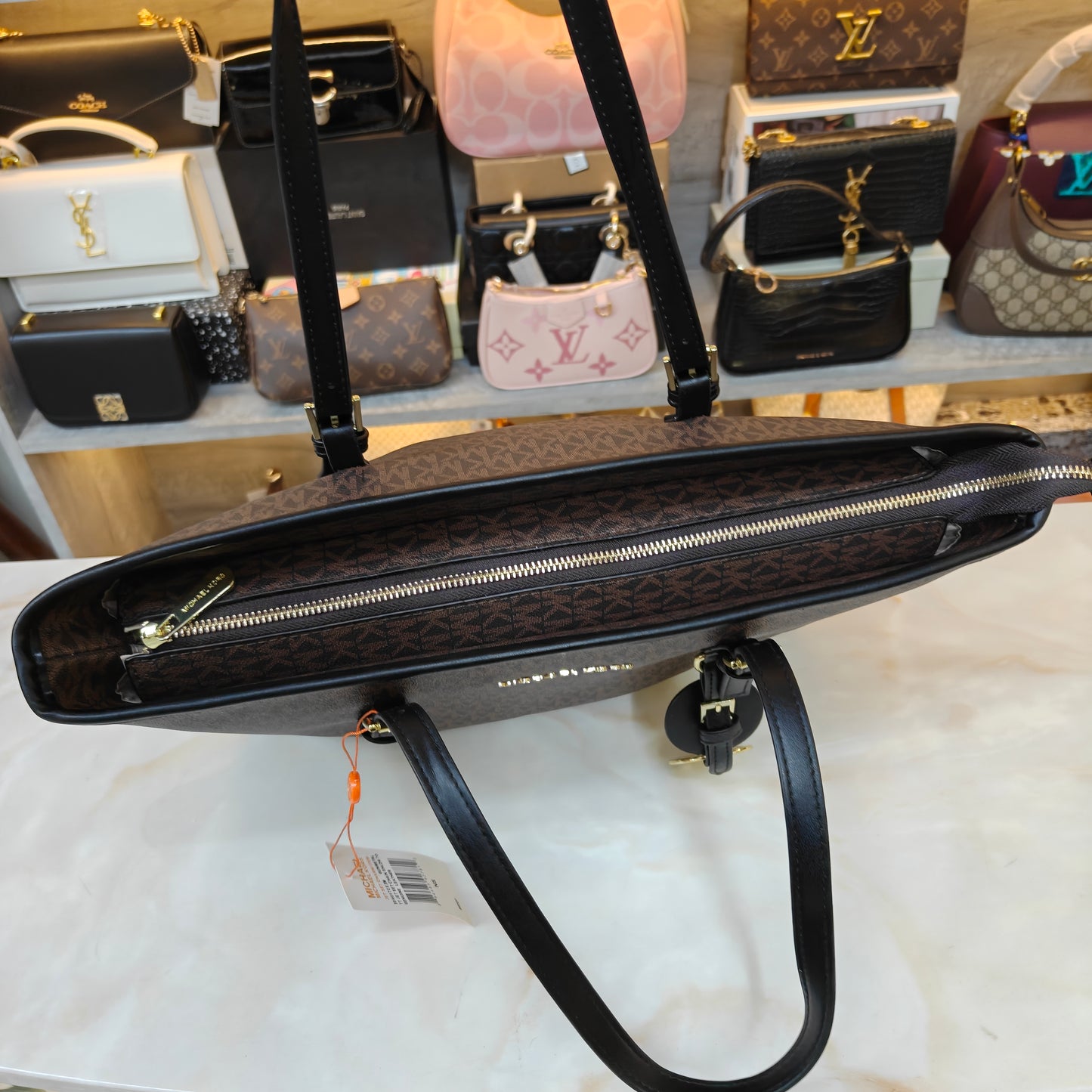 MK86 3 Partition Tote Bag - Coffee Black Colour