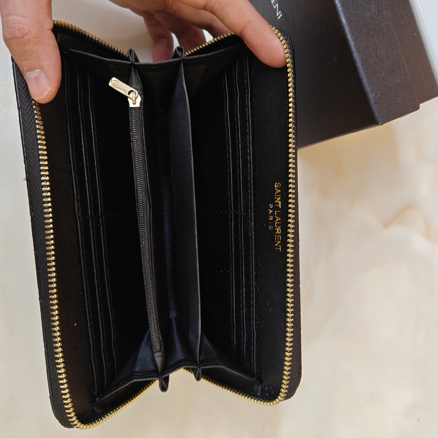YSL9 Long Zipper Wallet - Midnight Black