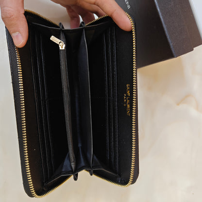 YSL9 Long Zipper Wallet - Midnight Black