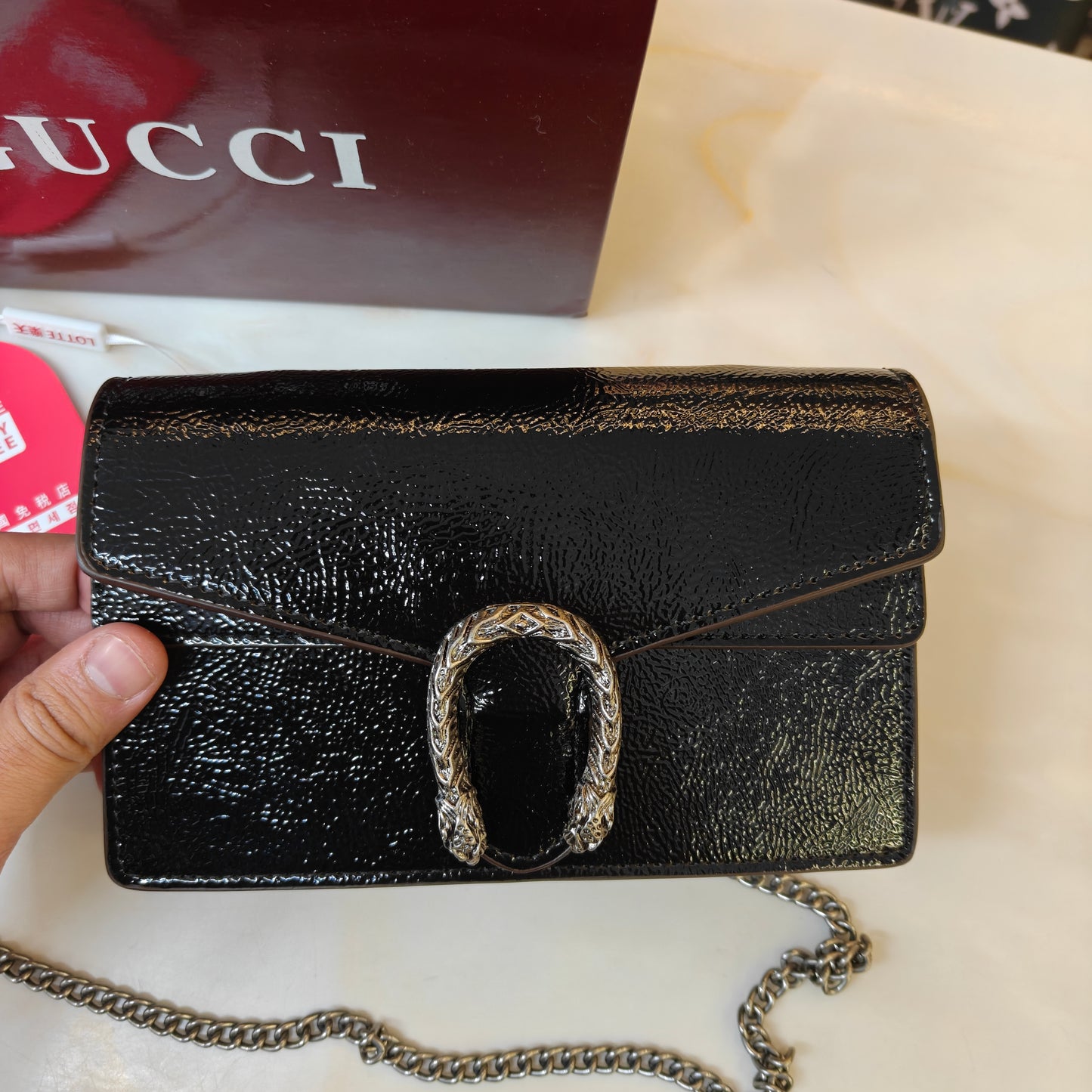 GG90 Diana Crossbody Double Box Packaging - Glossy Black Colour