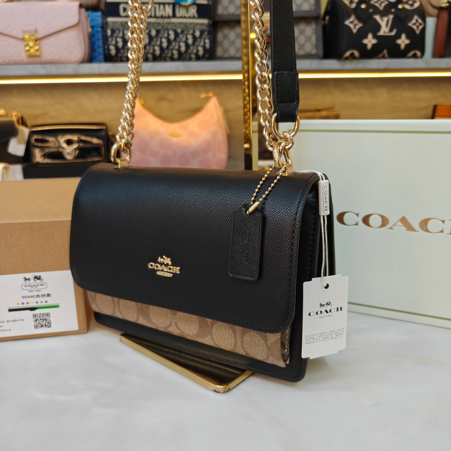 CH Klare Crossbody Signature Black Bag - Ultra Premium Double Box