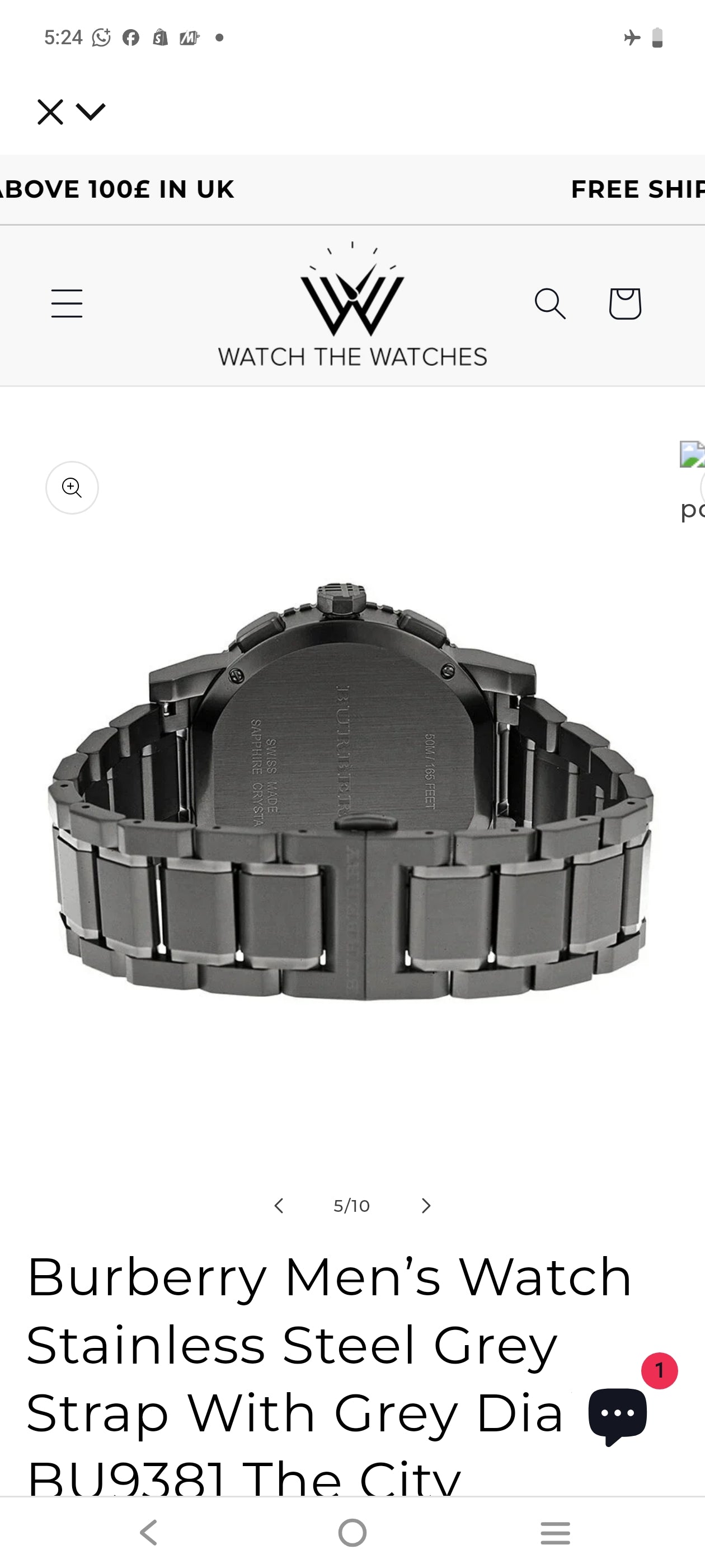 Brbry Swiss Rare Gunmetal Black Gray Date Dial 38mm Unisex Men Women Stainless Steel