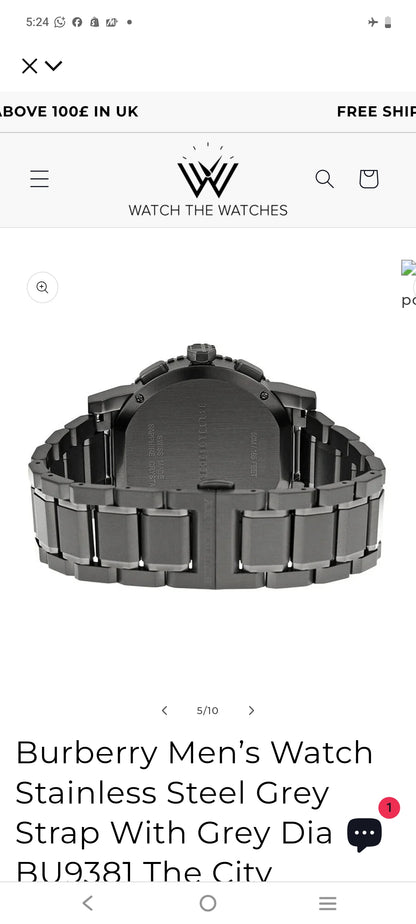 Brbry Swiss Rare Gunmetal Black Gray Date Dial 38mm Unisex Men Women Stainless Steel