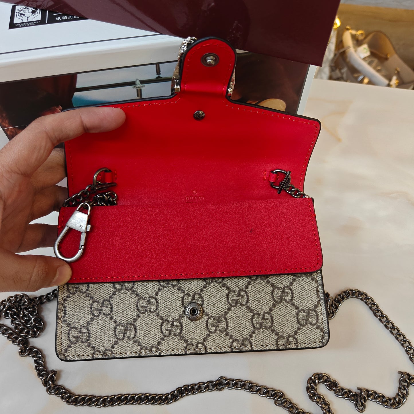 GG Diana Crossbody Bag (Double Box Packaging) - Red Trim