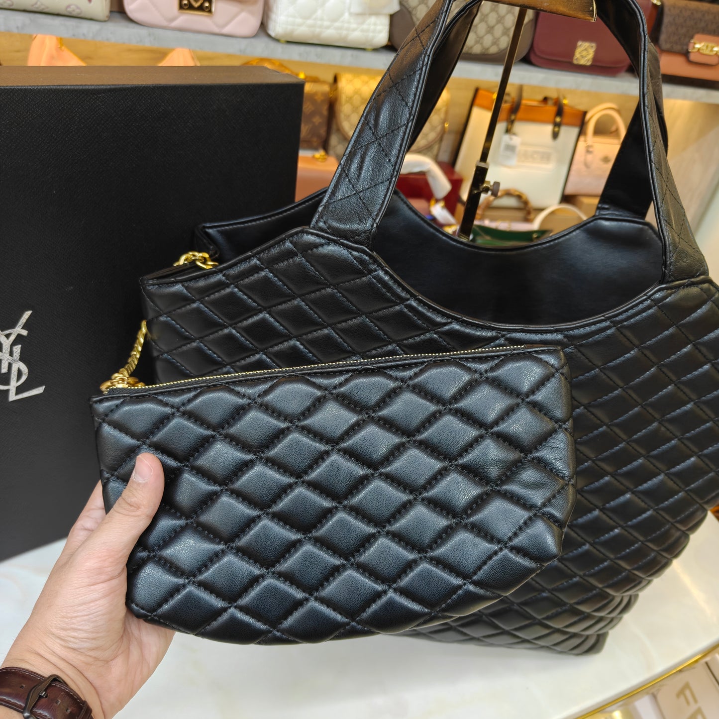 YSL Maxi Shopping Bag (Black) (Without Box)