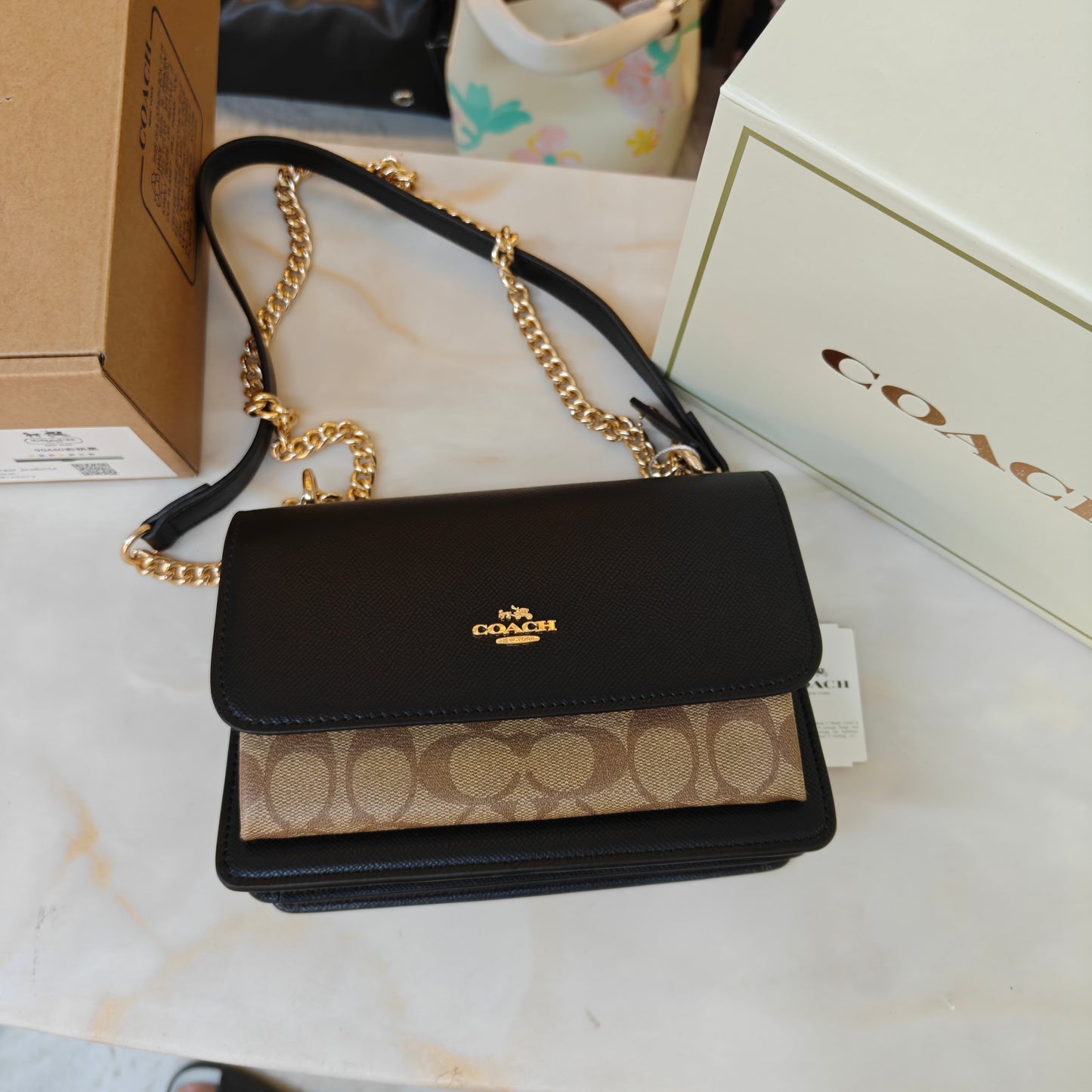 CH Klare Crossbody Signature Black Bag - Ultra Premium Double Box