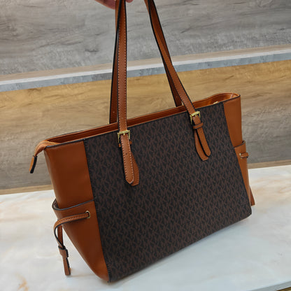 MK55 - 3 Partition Tote Bag (Large) (Tan Coffee Colour)