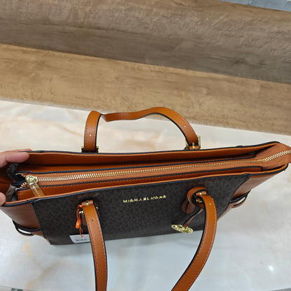 MK55 - 3 Partition Tote Bag (Large) (Tan Coffee Colour)